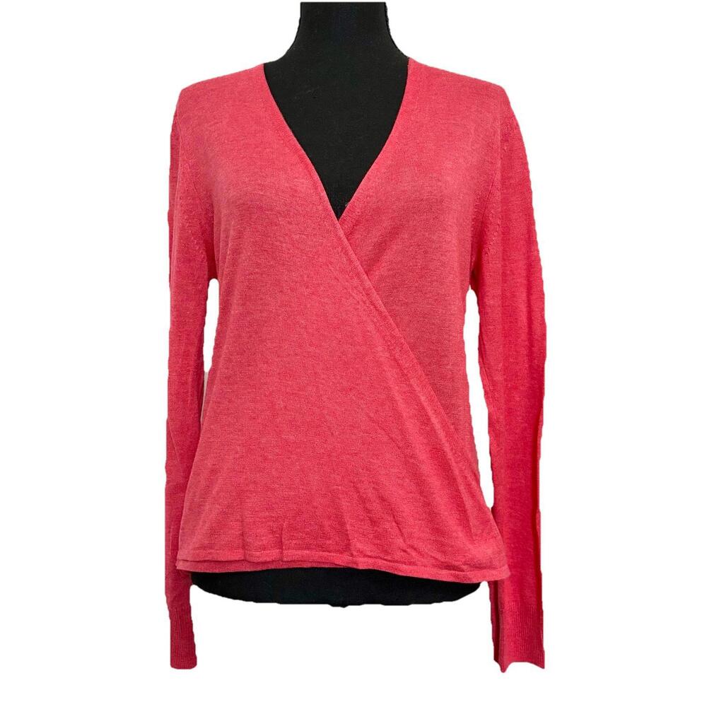Nic+Zoe Mindfully Made Pink Wrap Cardigan Sweater Size M Cotton Blend Button
